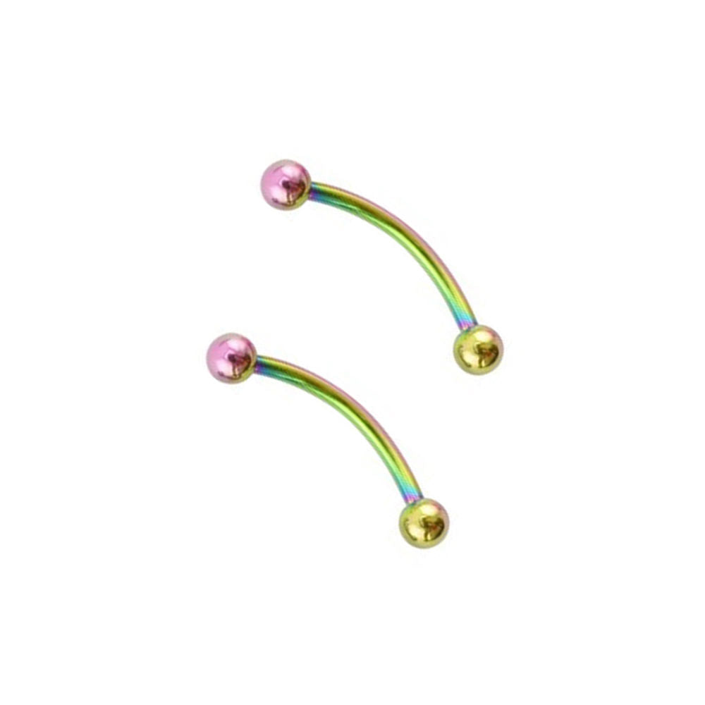 Pair of Snake Eyes 16G Tongue Barbell Surgical Steel Anodized - 4 Colors
