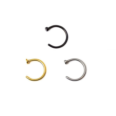 3 Pack 316L I.P. Coated Nose Hoops 18ga or 20ga Black Gold Silver Colors