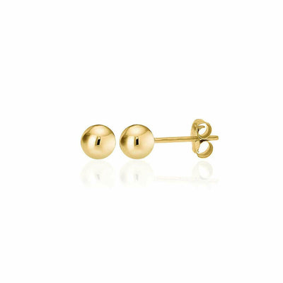 14k Solid Yellow Gold Hollow Ball Stud Earrings- Sold as a Pair 20ga