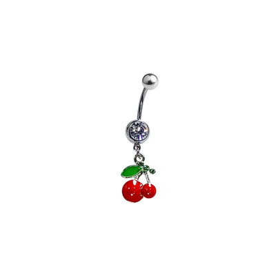 Belly Navel Ring Dangle Cherry CZ Jewel Surgical Steel 14g Sold individually