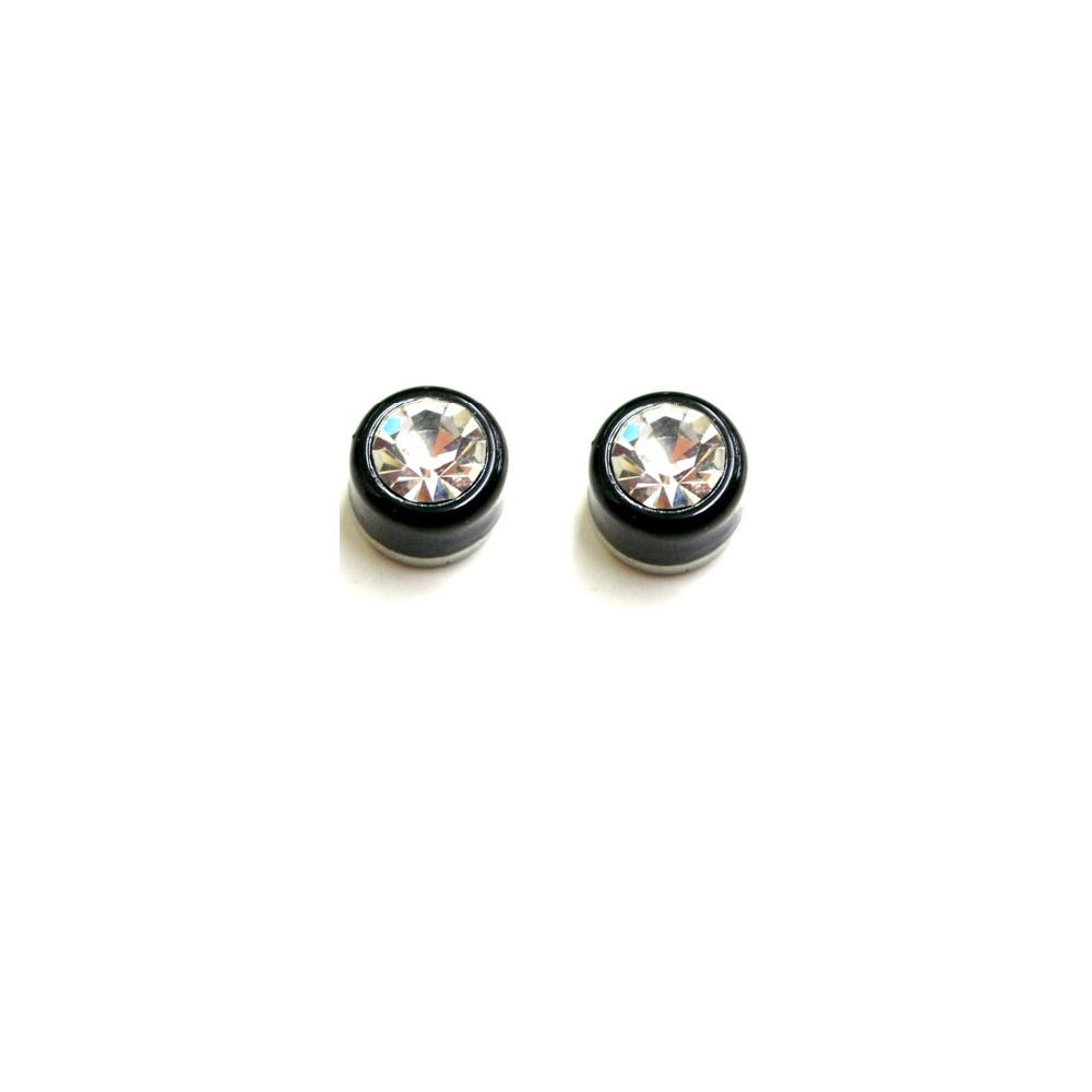 Earrings Magnetic Black with Press Fit 4mm Cubic Zirconia -Sold as a Pair