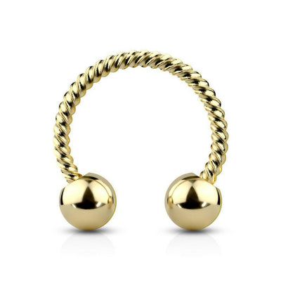 Horseshoe Septum Cartilage Lip Twisted Rope Surgical Steel 16ga 14ga