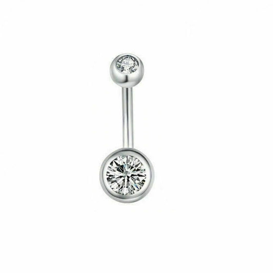 Double Jewel Belly Button Rings Stainless Steel Surgical Steel 16ga - 3 pack