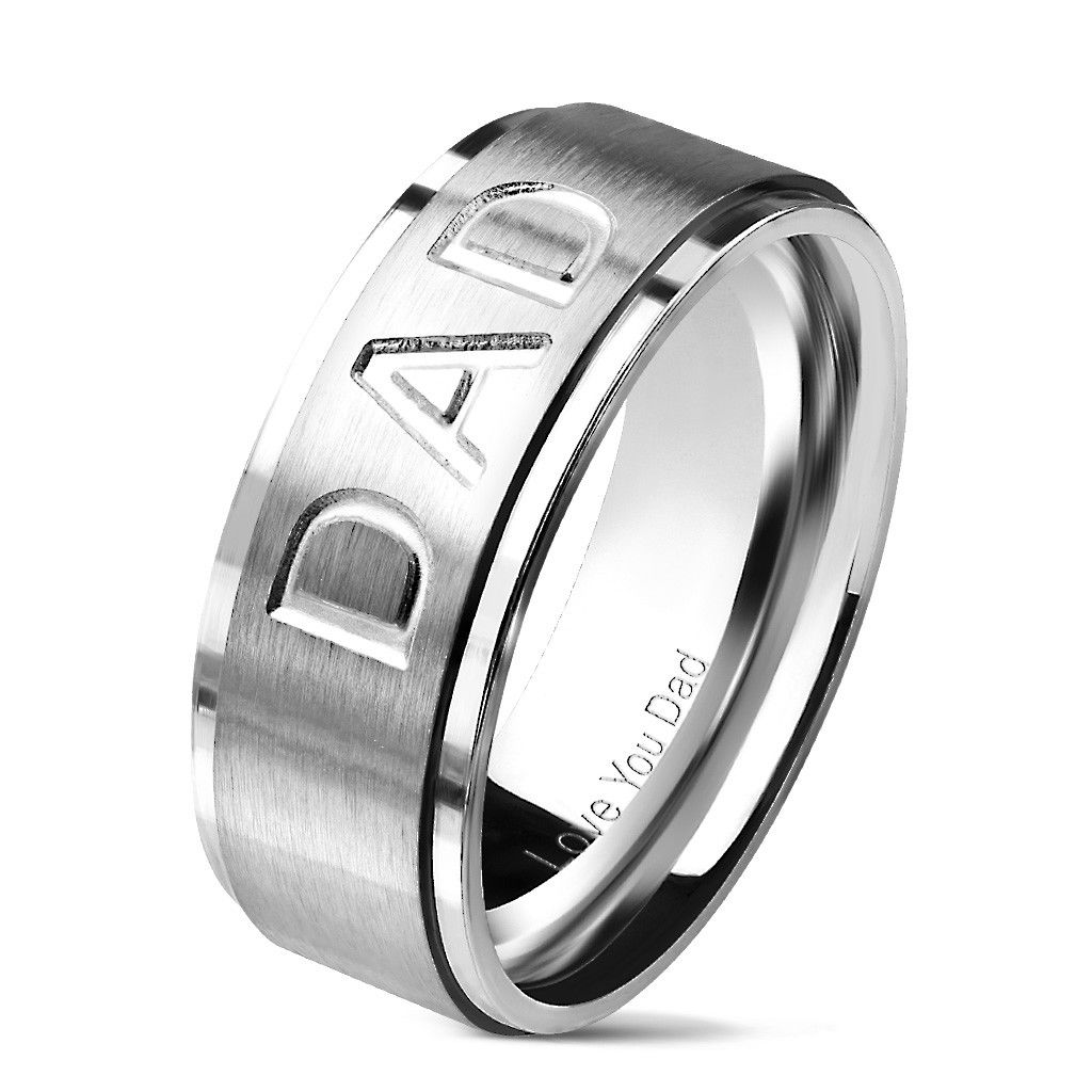 DAD Logo Stainless Steel Jewelry Ring - Silver and Black I.P.