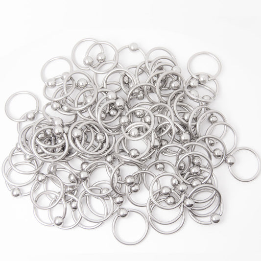 100pk. Captive Bead Rings - Perfect for Rook, Tragus, Nose - 14G - 1/2"