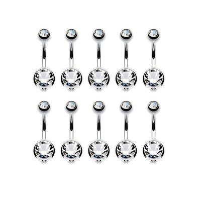 10PC Clear Belly Button Ring Double Multicolor CZ Stainless Steel 14G Navel Ring
