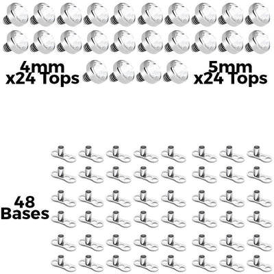 96 Piece Dermal Anchor CZ Gem Top in 4mm and 5mm Including Base