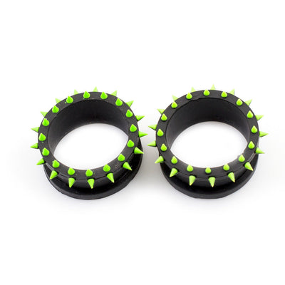 Pair of Silicone Tunnels / Plugs with multiple Spikes Double Flared