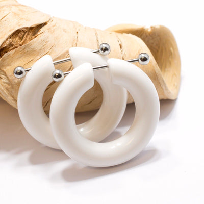 Large Acrylic Hoop Ring Dangle Earrings 16G Surgical Steel Straight Barbell