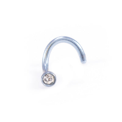 Nose Screw / Stud / ring 18g Titanium with Round Cubic Zirconia End