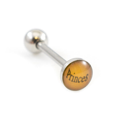 Tongue Barbell with Princess writing Design design 14g