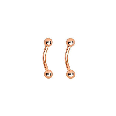 Rose Gold Eyebrow Ring 2pc Anodized Curved Barbell Cartilage 16G 8MM
