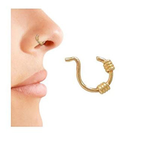 Gold Ion Plated Hoop Design Nose Clip Non Piercing
