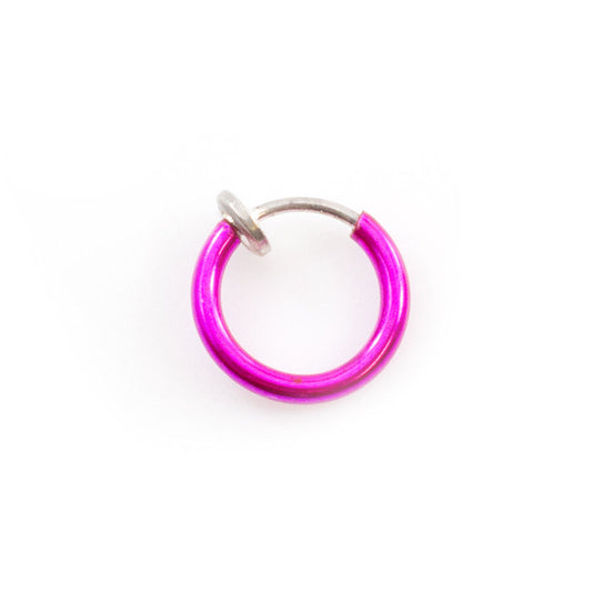 Faux Pink Nose Ring Spring Action Hoop