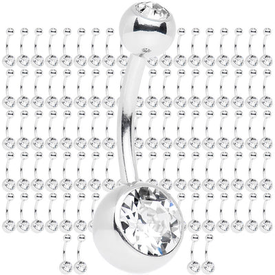 Belly Ring with Dual CZ Gem 100 Pieces
