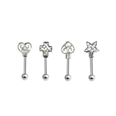 Value 4 Pack Straight Barbell Eyebrow Heart Arrow Star Cross Surgical Steel 16g
