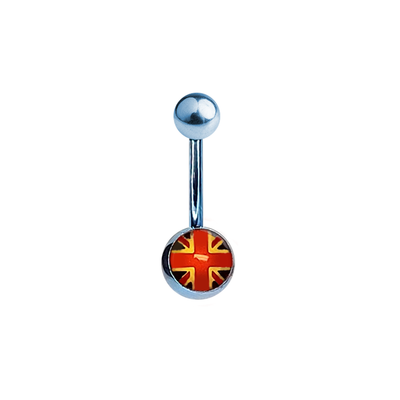 British Logo Flag Belly Navel Ring Blue Anodized Solid Titanium implant Grade14g