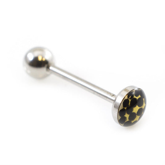 Tongue Barbell with Colorful Glitter Dome 14G- Sold Each