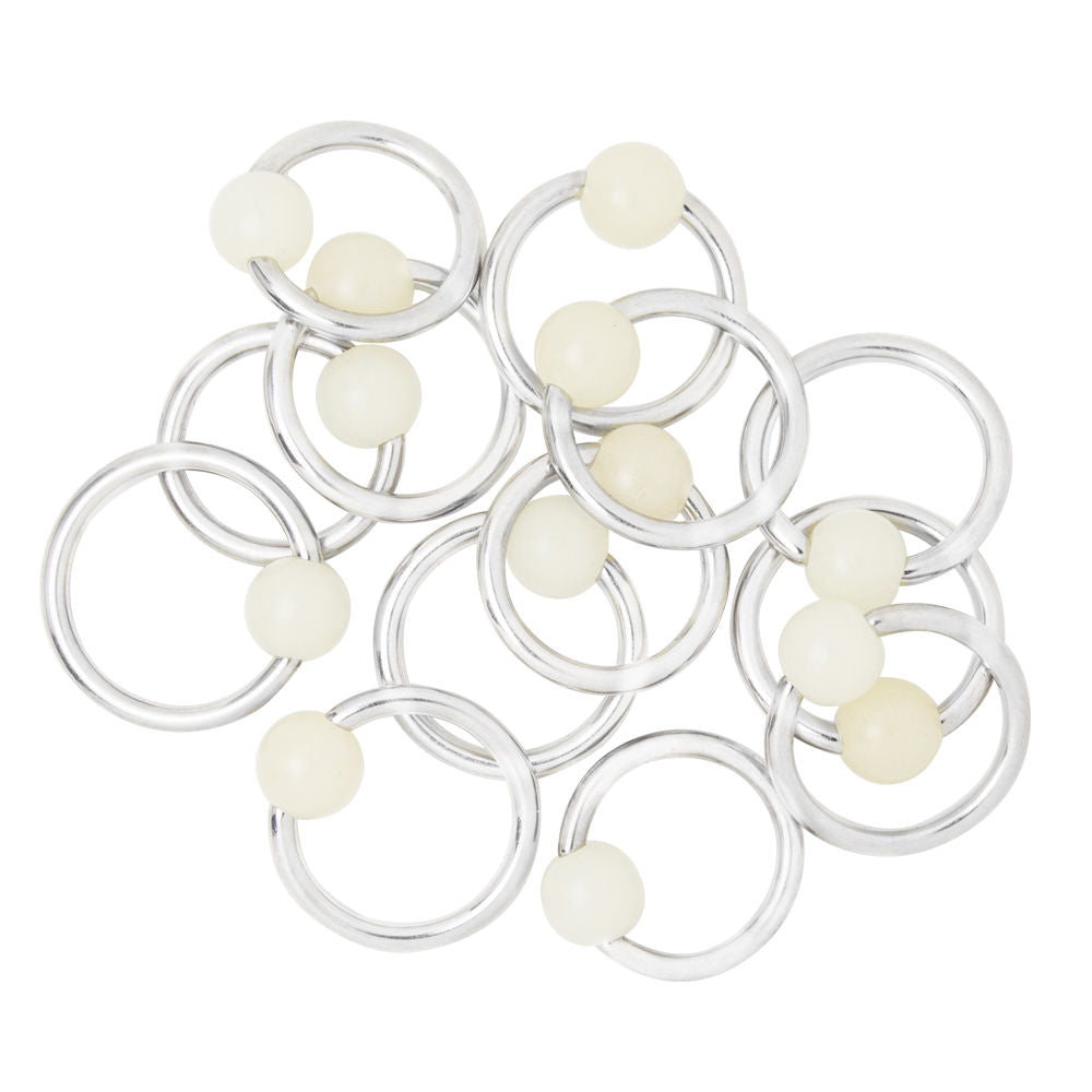 Package of 13 Captive Ring 14G with Glow in the Dark Acrylic Beads