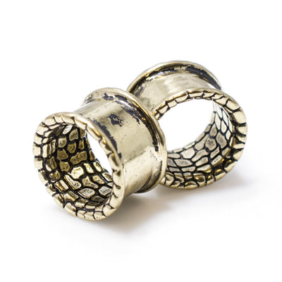 Antique Brass Finish Double Flared Ear Plugs Eyelet Tunnels - 00 Gauge to 5/8"