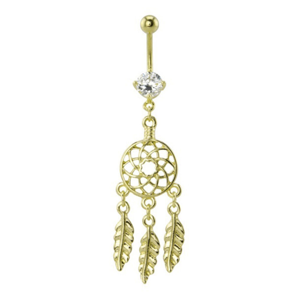Belly Button Ring 14ga Dream Catcher Surgical Steel Gold Ion Plating