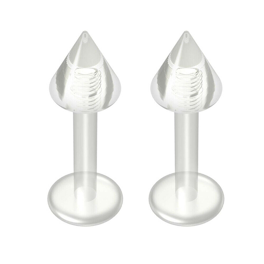 Pair of Bioflex Labret Retainer with spike ends Perfect for Lips Cartilage 16g