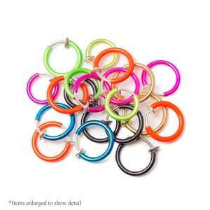 100-pack Non-piercing Fake Hoops Anodized Finish - Lip, Nose, Cartilage & Ear