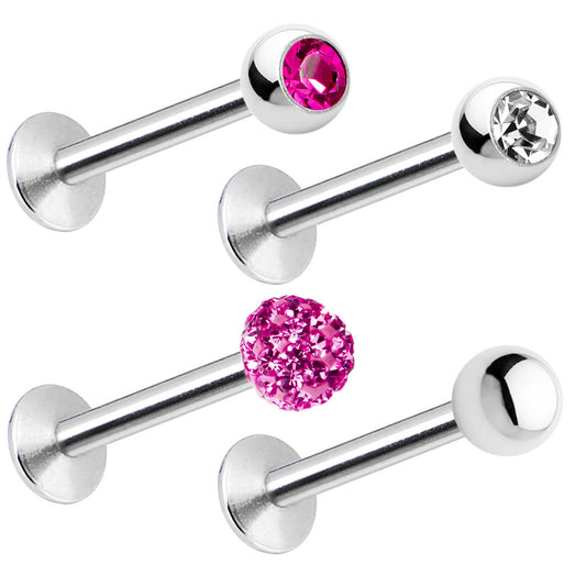 4-Pack Labret Monroe Piercing Barbell 16G Surgical Steel Combo Pack