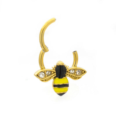 Ear Cartilage & Septum Segment Ring Hinged with Bee Design 16ga Surgical Steel