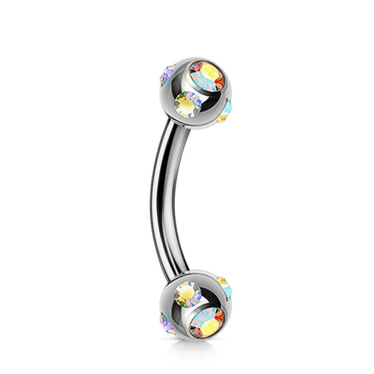 Multi Stone Set Curved Barbell 16g 1.2mm Piercing for Cartilage eyebrow piercing