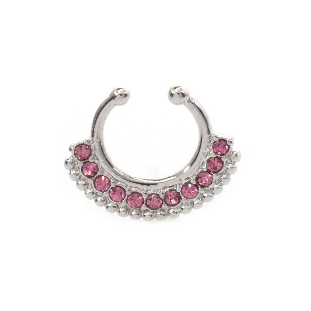 Septum Hanger with multiple Cz Gems Non piercing Jewelry 8mm Drop Length