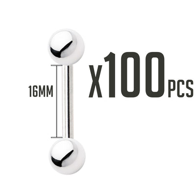 Wholesale of 100 Pieces 14G Piercing Straight Barbells - 3 Lengths Available