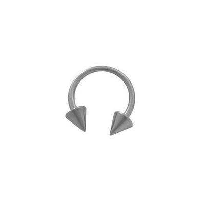 High Polish Titanium 14G Circular Barbell Horseshoe Ring with 6mm Spike Beads