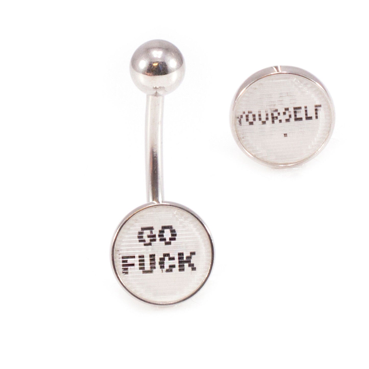 Belly Button Ring with Lenticular Go F**ck Yourself Message 14g Navel Ring