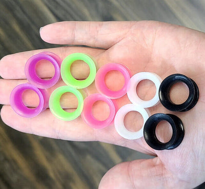 Pair of Extra Wide Silicone Tunnels Ear Gauges Plugs 5 Colors in 8g thru 18mm