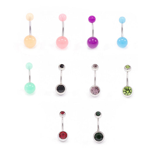 BodyJewelryOnline 10 pc. Belly Button Rings Naval Piercing Surgical Steel