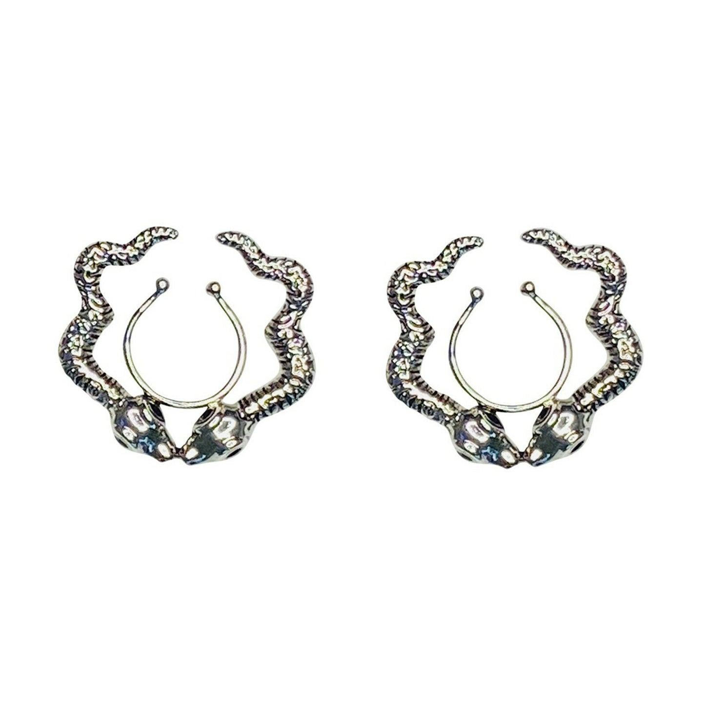 Nipple rings Clip on Faux jewelry Adjustable clip to fit two snakes design