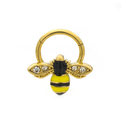 Ear Cartilage & Septum Segment Ring Hinged with Bee Design 16ga Surgical Steel