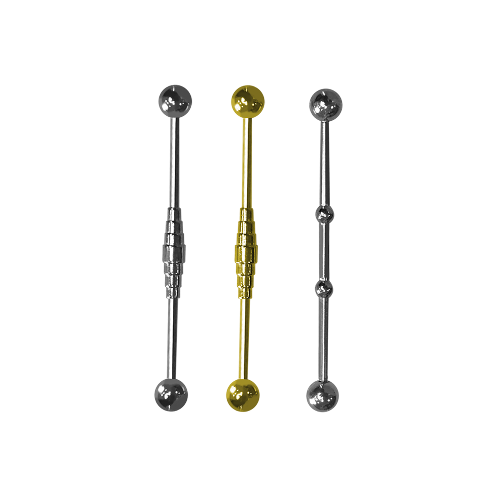 Industrial piercing Barbells surgical steel Value pack 3 unique designs 14G 38mm