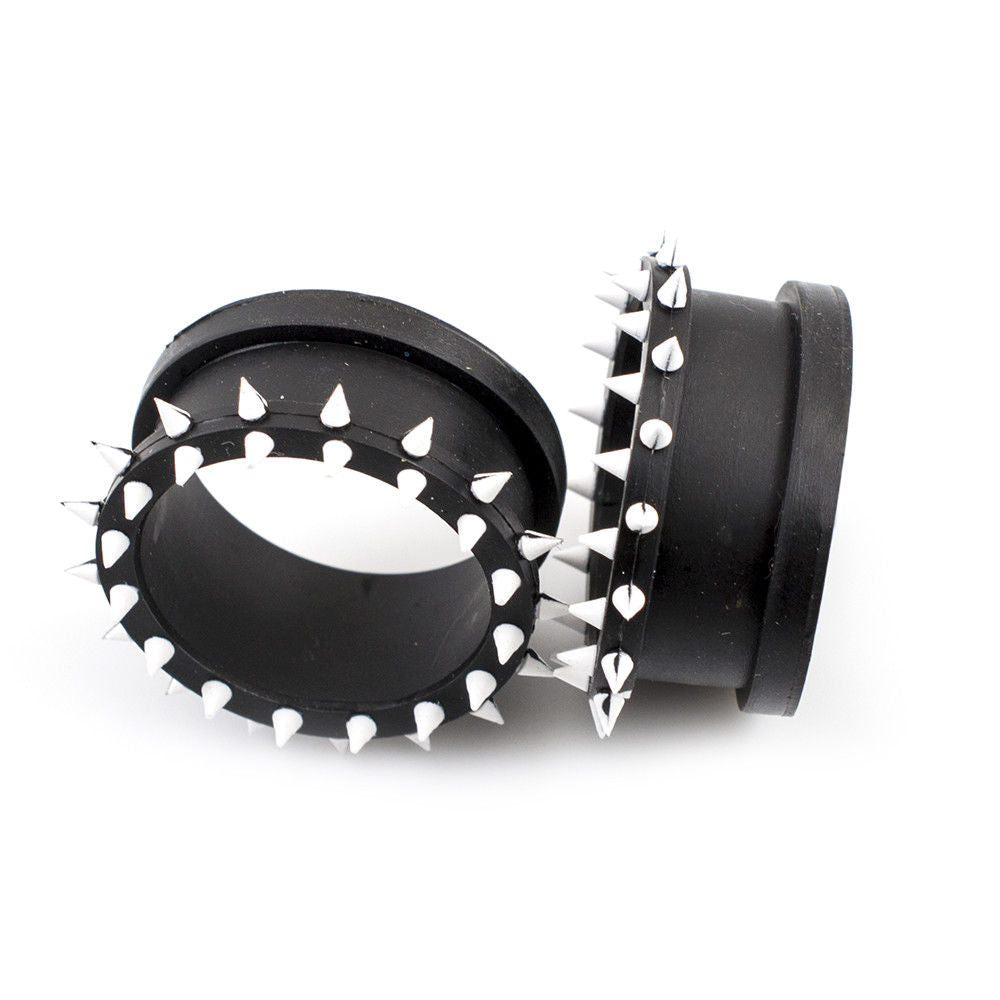 Pair of Silicone Tunnels / Plugs with multiple Spikes Double Flared