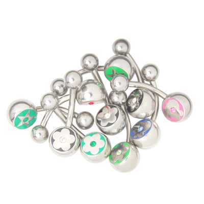 High-Polish Belly Button Ring with CZ Gem