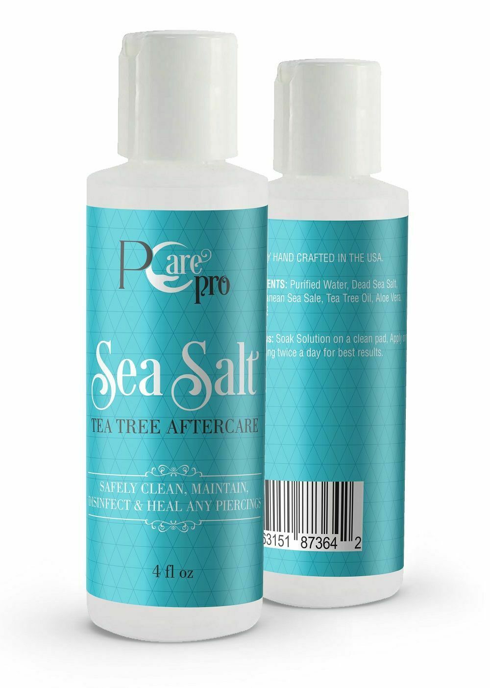 PcarePro Piercing Aftercare Sea Salt Tea Tree Solution 4oz,Clean,Disinfect,heal