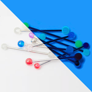 10 Industrial Barbell - Glitter, Acrylic, UV Glow - Assorted Lengths