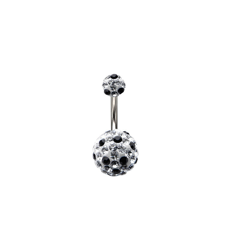 Black/Clear Jeweled Ball 14ga Belly Button Ring