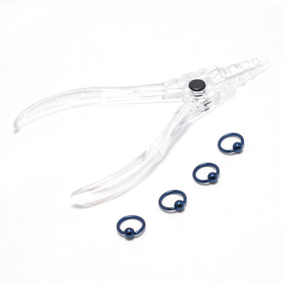 Captive Bead Ring 4pc Lip Septum Piercing & Captive Ring Tool Pliers 14G 16G