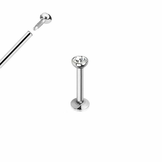 Internally Threaded Surgical Steel Labrets with 1.8mm Bezel Cubic Zirconia 14g 5/16 - Pack of 6