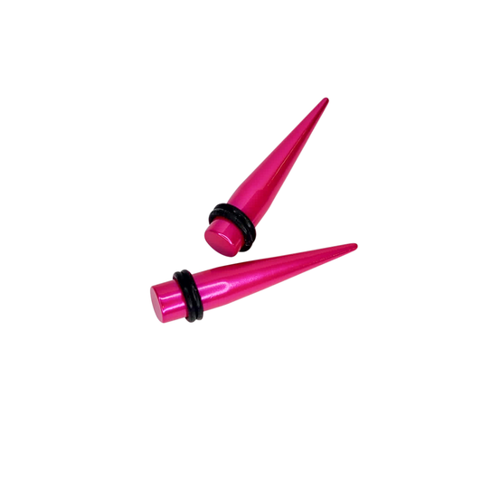 Metallic Fuchsia Pink Acrylic O-ring Ear Tapers