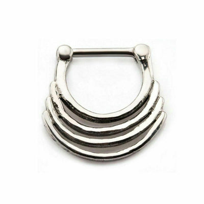 STAINLESS STEEL TRIPLE PLAY RING SEPTUM CLICKER 16GA