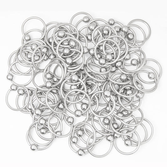 Package of 100 16G Captive Bead Rings - Perfect for Rook, Tragus, Nose