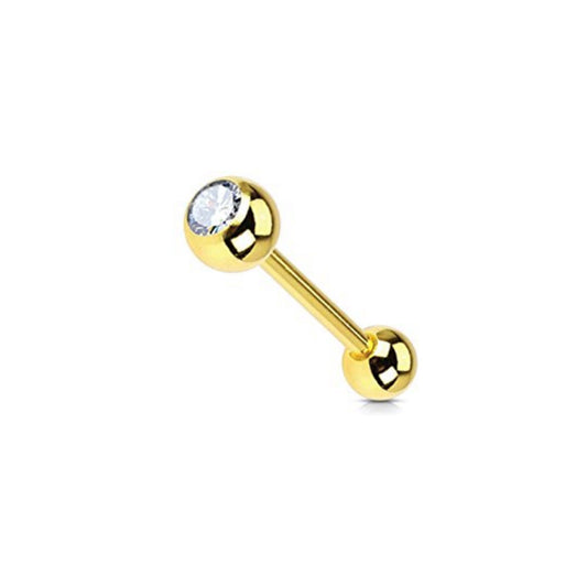 Tongue Ring Barbells 14G (1.6mm) 14G 5/8" 16mm Stainless Steel with CZ Gems